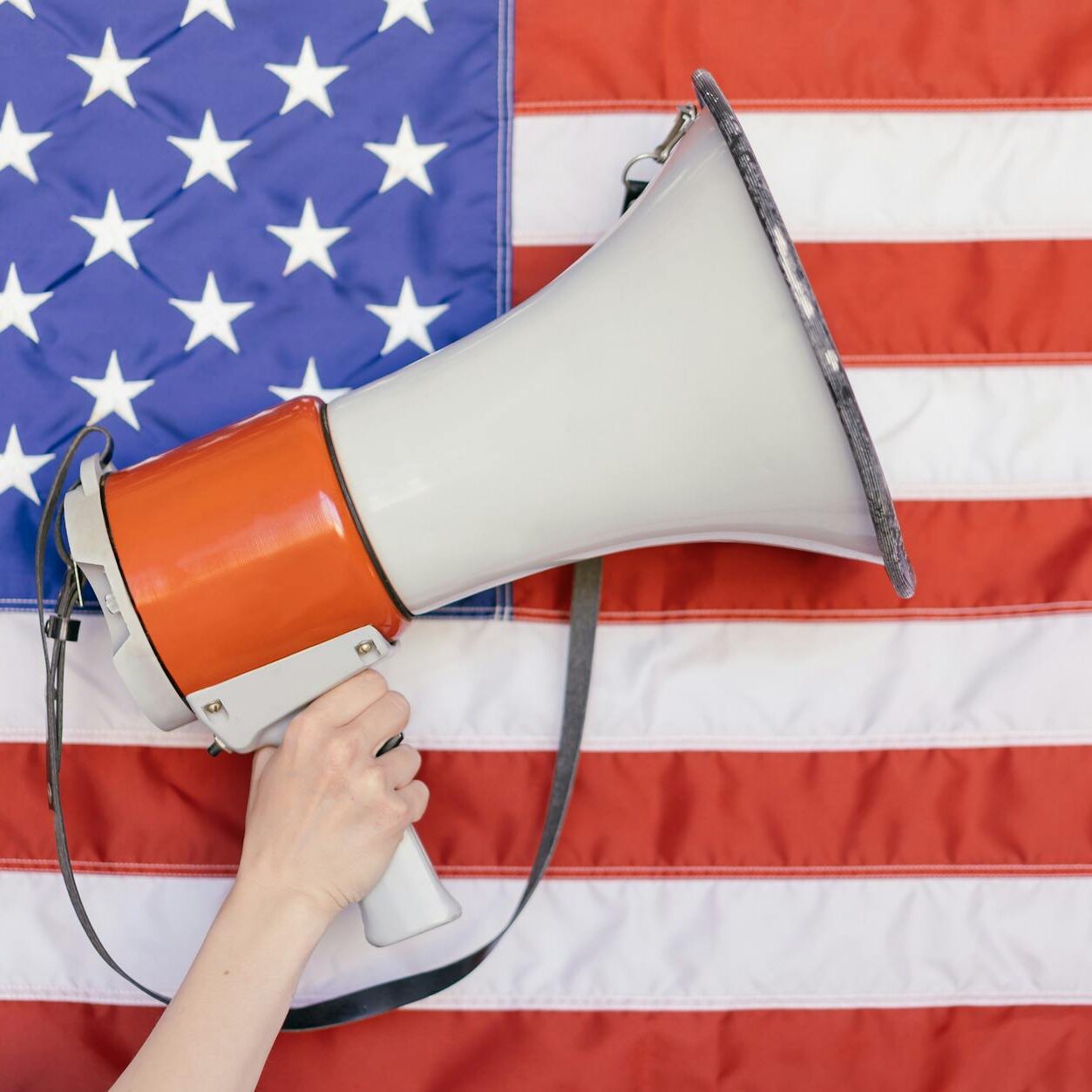 person holding a megaphone
